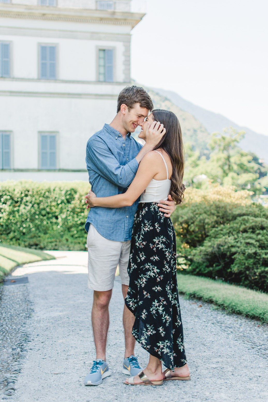 Engaged couple at Lake Como