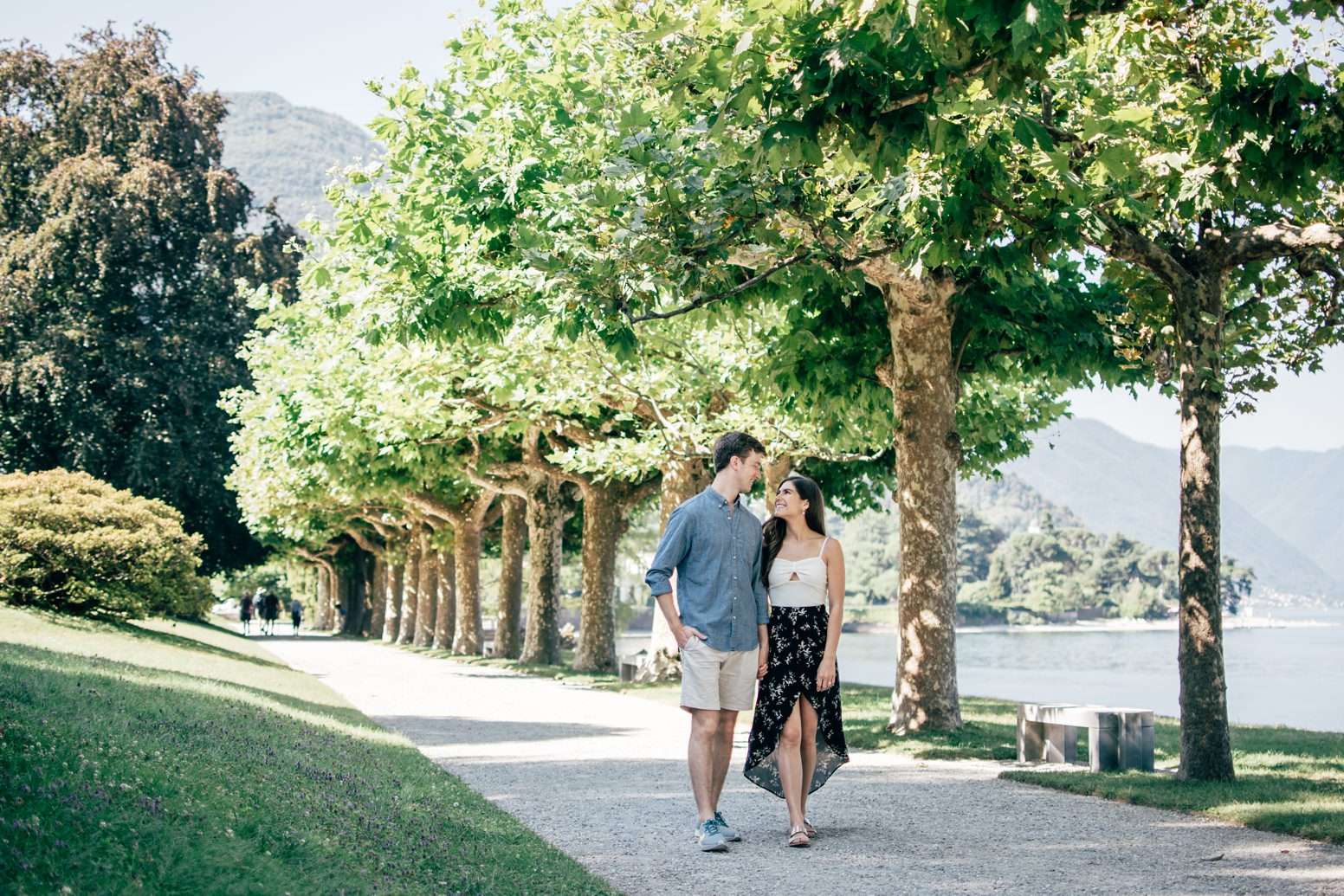 Lake Como Italy couple walking