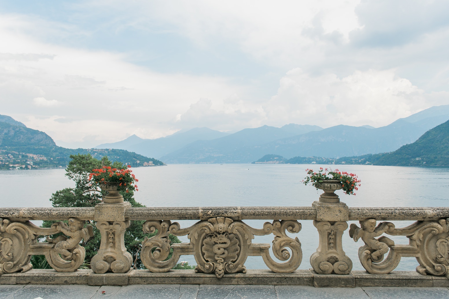 View from balcony at Villa Balbianello Lake Como