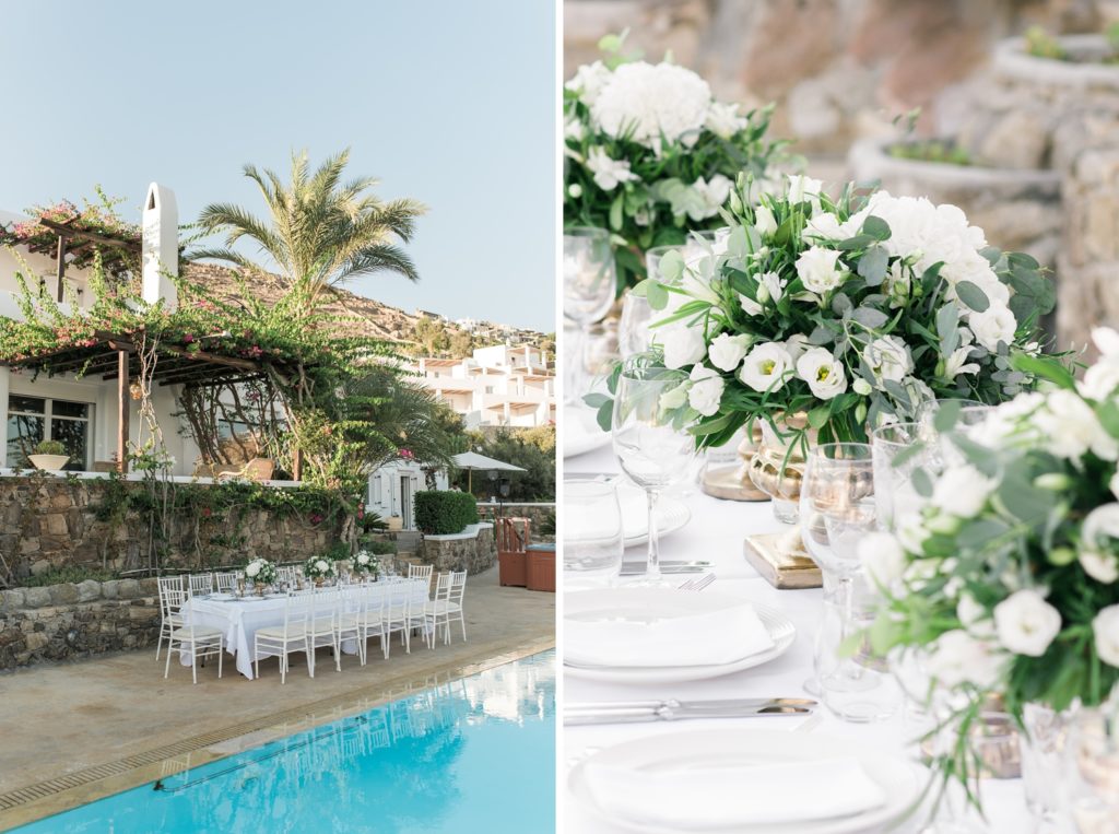 Table setting details from Greek villa wedding