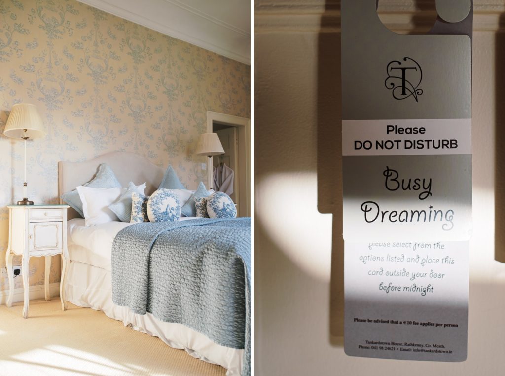 Details of cosy guest rooms at Tankardstown House.