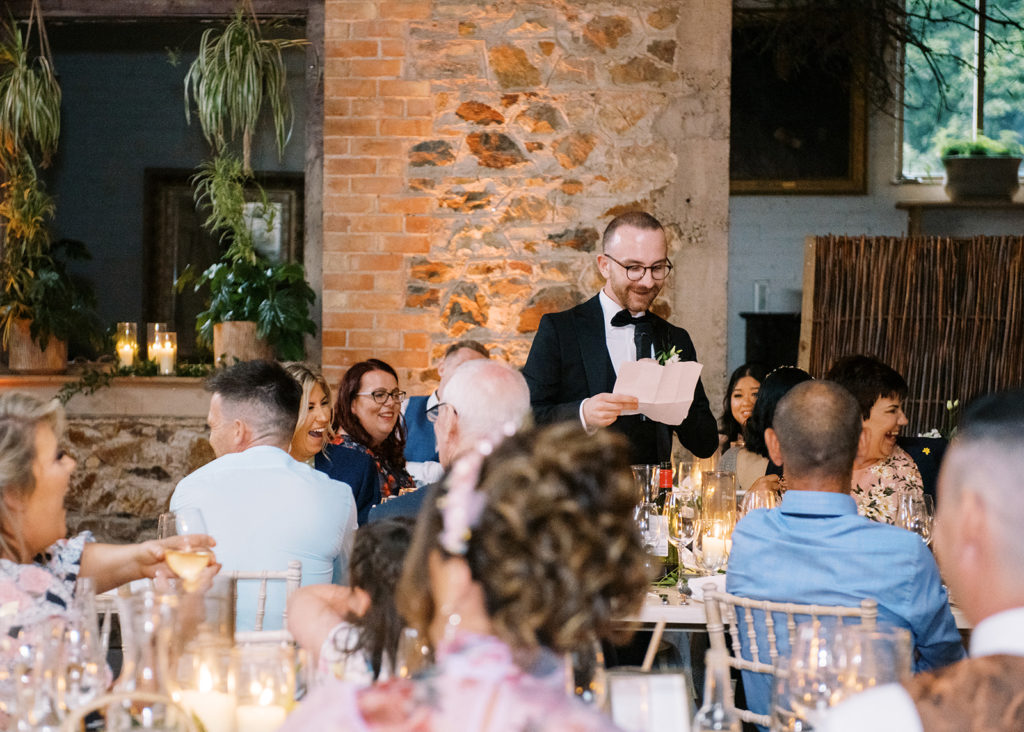 Best Man delivers speech to Bride and Groom