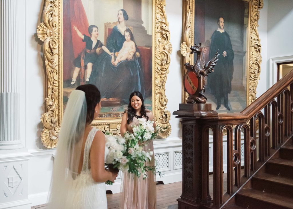 Bride and her sister before the ceremony at Killruddery House