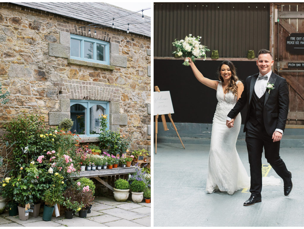 Killruddery Courtyard flowers and Newlywed's arrival