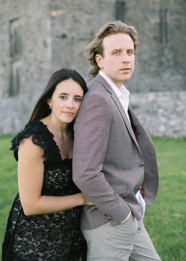 Couple's portrait together at their engagement in County Clare, Ireland.