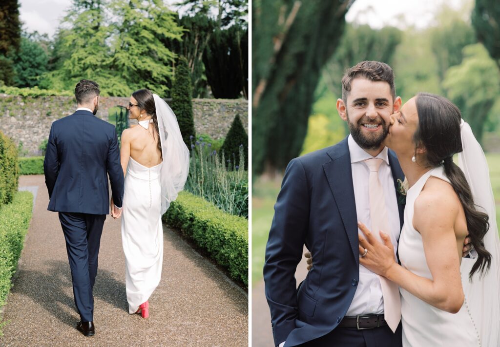 Summer portraits of newlyweds in the Walled Garden of Tankardstown House.