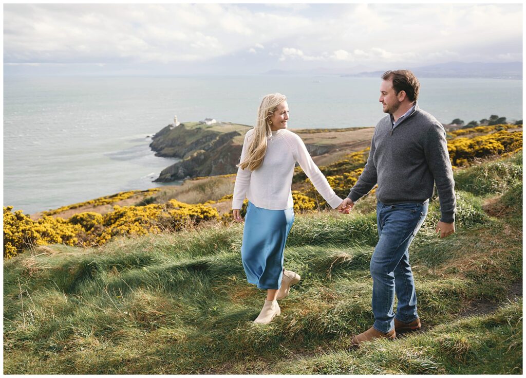 Engagement photoshoot on Howth Hill captured by an Irish wedding photographer.