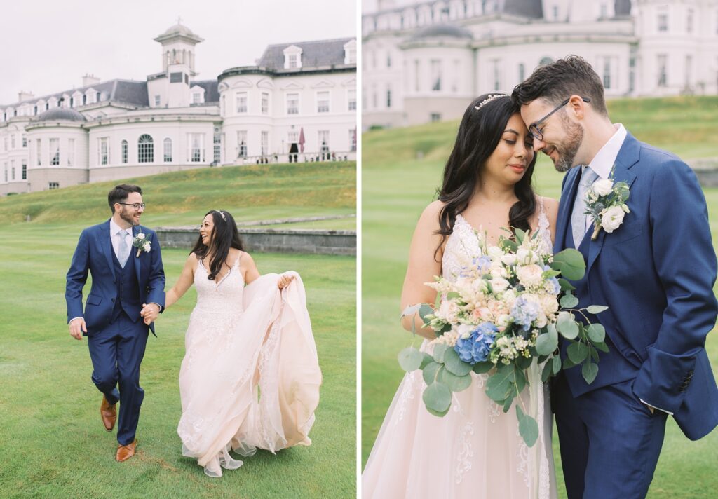 Bride and Groom enjoy the many acres of The K Club, Kildare.