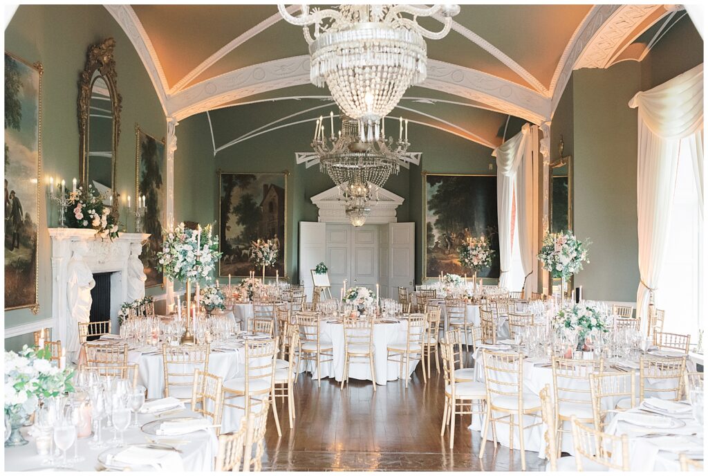 Lavish interior of Luttrelstown Castle, one of the best wedding venues in Ireland.