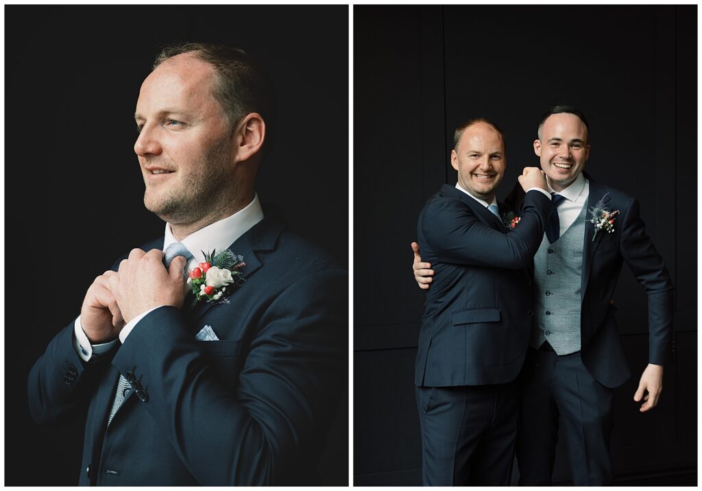 Ireland wedding photographer, professional portraits of the groom and his groomsmen before the wedding ceremony.